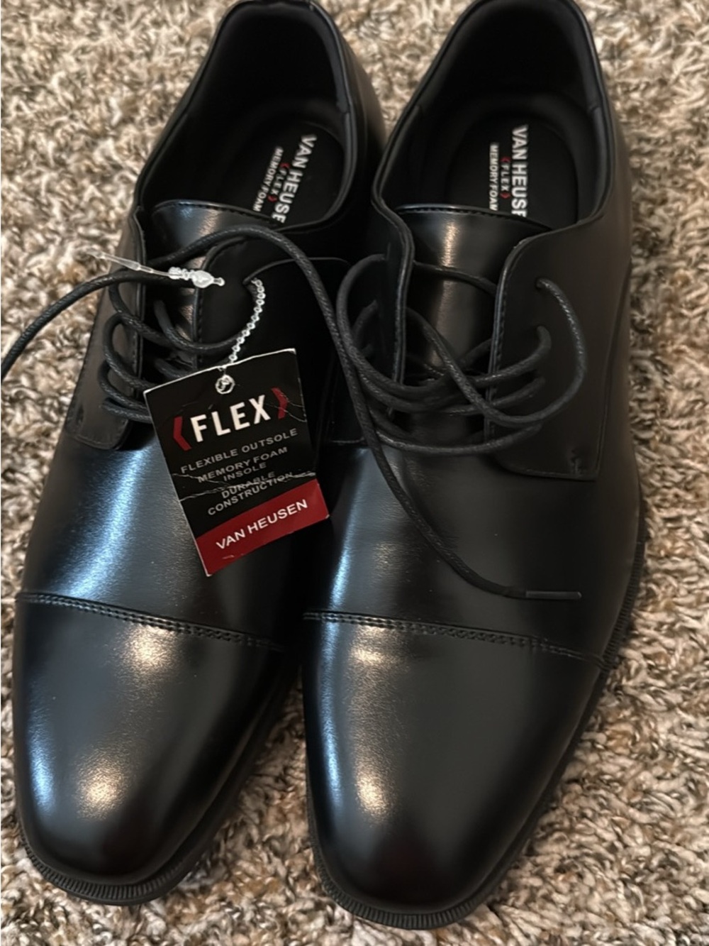 Van Heusen Black Cap-Toe Oxford Lace-Up Dress Shoes